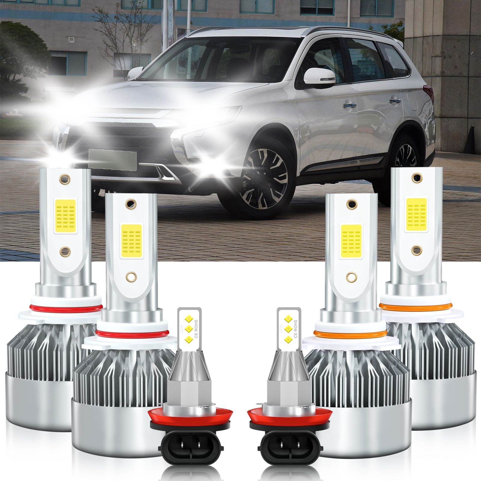 For Mitsubishi Outlander 2007-2013 LED Headlight Head Lamps Fog Light Bulbs
