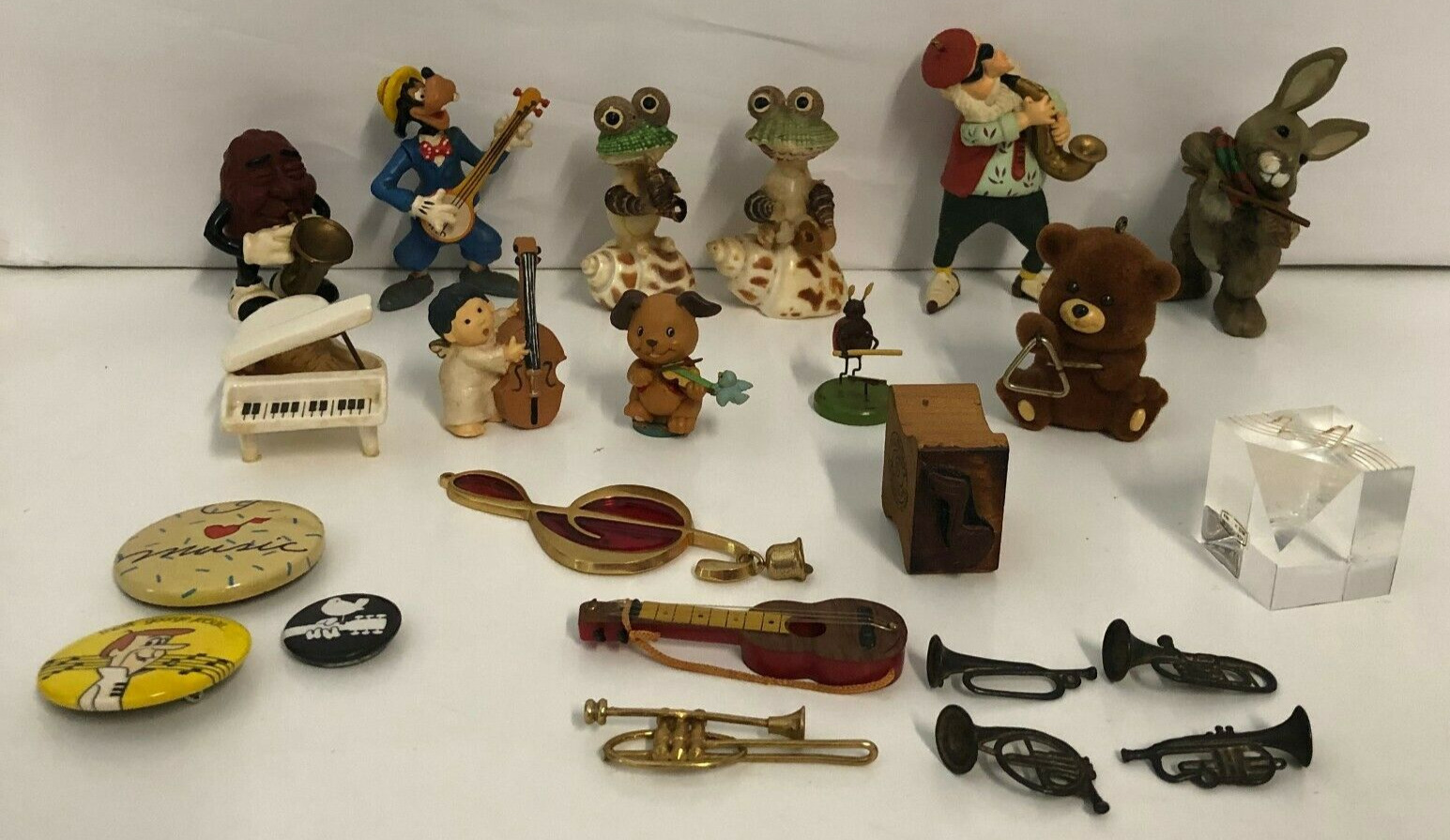 Vintage Lot 23 Music Miniatures Trinkets Buttons Ornaments Figurines Instruments
