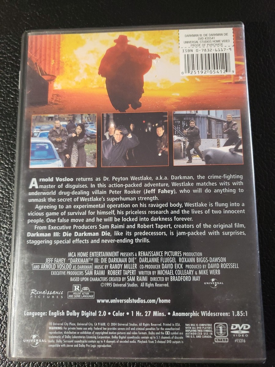 Darkman 3:Die Darkman Die-DVD Roxanne Dawson/Jeff Fahey-horror