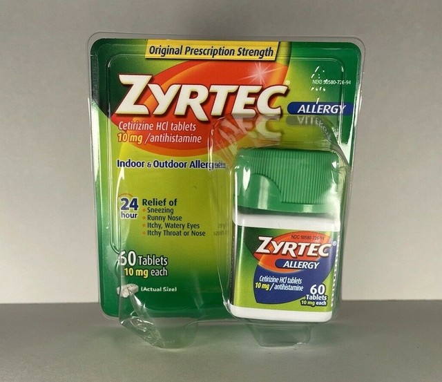 CVS Zyrtec Allergy Relief 24hr Cetirizine Hydrochloride 10mg 60 Tabs