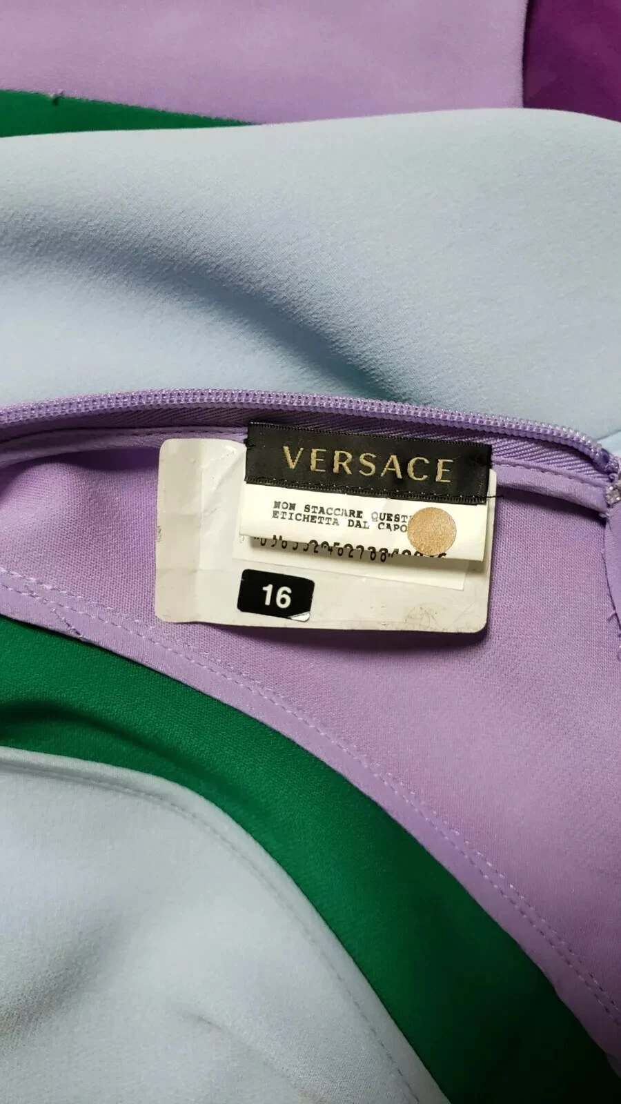 Tuta gonna P E 2017 unica Versace Milano campione seta blu cristallo impreziosita 38