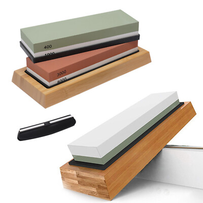 Sharpening Stone Set for Knives, Professional Whetstone Kit with Bamboo Base