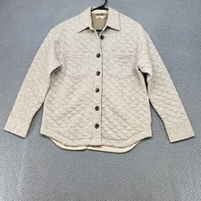 Faherty Quilted Jacket Womens Xs Oatmeal Overshirt Oversized Shacket Fleece Tan