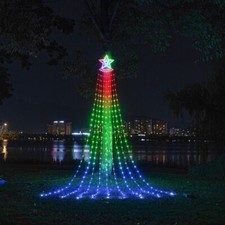 Outdoor Christmas Decor Plug in LED Star String Lights Waterfall Xmas Tree Light