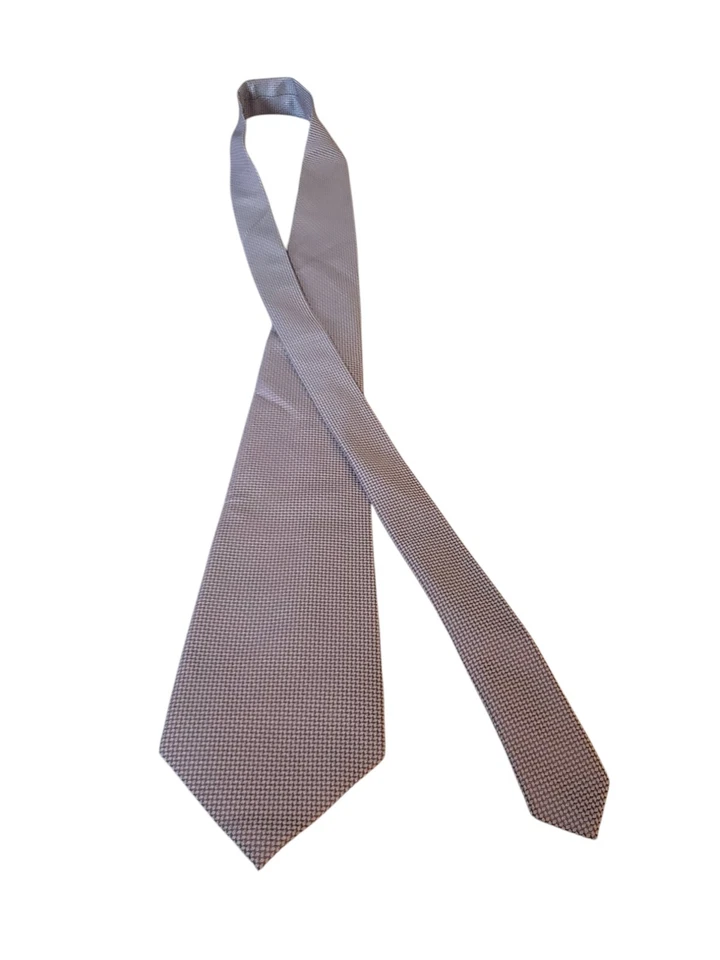 Traje de negocios Van Heusen para hombre corbata de lujo púrpura blanco patrón de granadina Foto 3 de 4