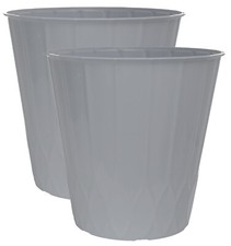 2 x 22 Litre Grey Plant Pots Indoor Home Outdoor Garden Tall Plastic Planters