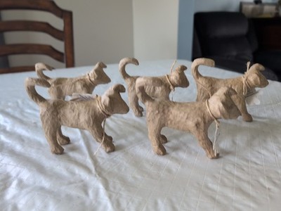 5 Decopatch, Papier Mache Dog Figures, Unused, New, 4.5'' Created In France