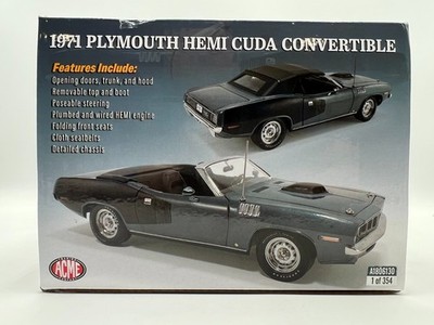 ACME - 1:18 SCALE - 1971 PLYMOUTH HEMI CUDA CONVERTIBLE - GRAY