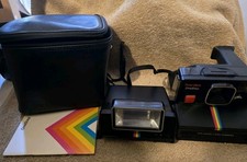Vintage Polaroid Land Camera One Step Plus Black Rainbow with Q Flash, Untested