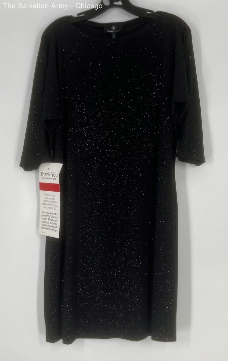 Ronni Nicole Womens Black 3/4 Sleeve Round Neck A-Line Dress Size 10