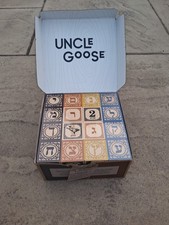 Uncle Goose Hebrew Blocks 28 Alphabet, Numbers, Animals Wood Handmade USA NEW