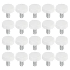 20pcs M5x10mm Knurled Thumb Screw Clamping Screw Knobs Grip Bolt Fasteners White