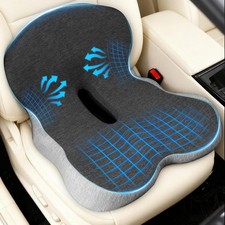 Car Seat Cushion with Lumbar Support for Long Sitting, Ergonomic Memory Foam Dri