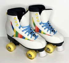 Women’s Retro Rainbow Quad Roller Skates US Sz 8 | LED Light-Up Wheels | Mint!!!