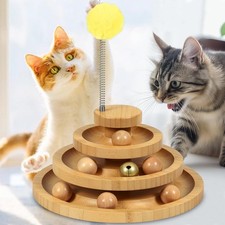 Cat Ball Track - 3-Level Cat Ball Tower with 9 Removable Balls for Interactiv...