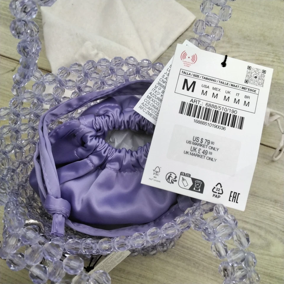 Zara Beaded Mini Bucket Bag in Purple - Image 3 of 4