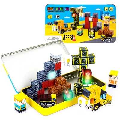 45PCS Magnetic Blocks Travel Toys for with Portable Iron , Mini Magnetic Cube...