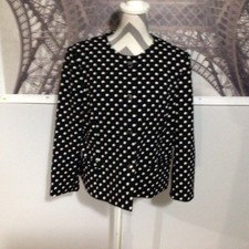 Nine West Polka Dot Snap Button Closure Lined Long Sleeve, Pockets Blazer 12