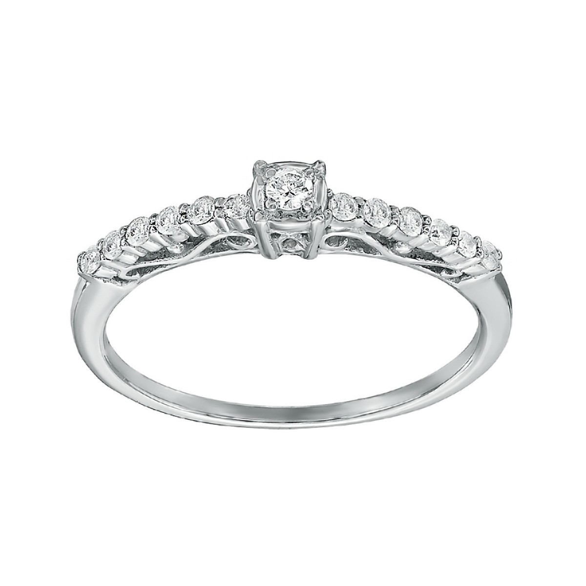 Elegant Engagement Ring for Women 0.15 cts White Diamonds Sterling Silver Size 6-image