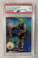 1997 TOPPS CHROME REFRACTOR PSA 7 NM CHARLES BARKLEY Houston Rockets NBA HOF #17