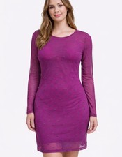 Forever 21 Pink Retro Floral Mini Dress Sheer Long Sleeve Women’s Size Medium EU