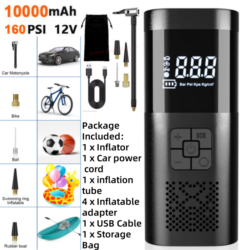 Tire Inflator Fits Car Moto Bike