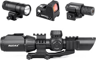 Rifle Scope 1-5X30 LPVO Scope + Flashlight + Red Laser + Red Dot