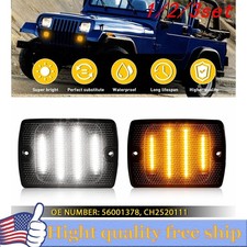 2/4x Front Fender LED Side Marker Light Amber Lens for 2007-18 Jeep Wrangler JK
