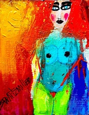 colorful POP ART Lady NUDE PAINTING Recycled CB Original SWARTZMILLER DNA wall