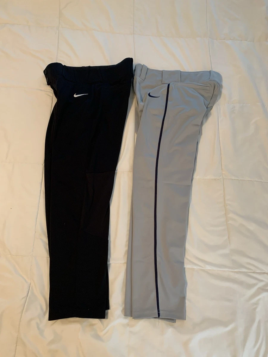 2 Stück Nike Baseballhosen Jungen volle Länge Jugend Large schwarz grau mit Paspel