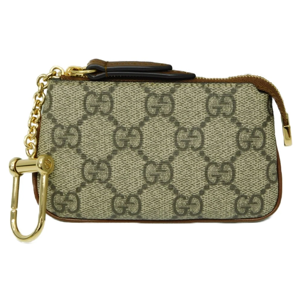Boîte avec sac en tissu Gucci 447964 Gg Supreme toile cuir porte monnaie métal clé ho