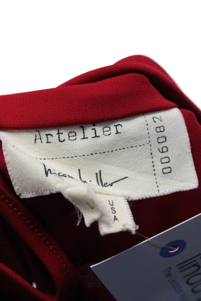 Artelier Nicole Miller 女式圆领无袖衬衫上衣红色 L 码 — 第 4/4 张图片