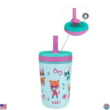 Zak Designs SuperKitties Kelso 12oz Stainless Steel Sippy Cup - Leak-Proof,