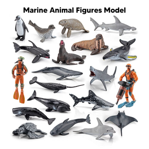 20pcs Marine Animal Figures Model Realistic Assorted 2 Divers Sea Life Figur. - Picture 1 of 22