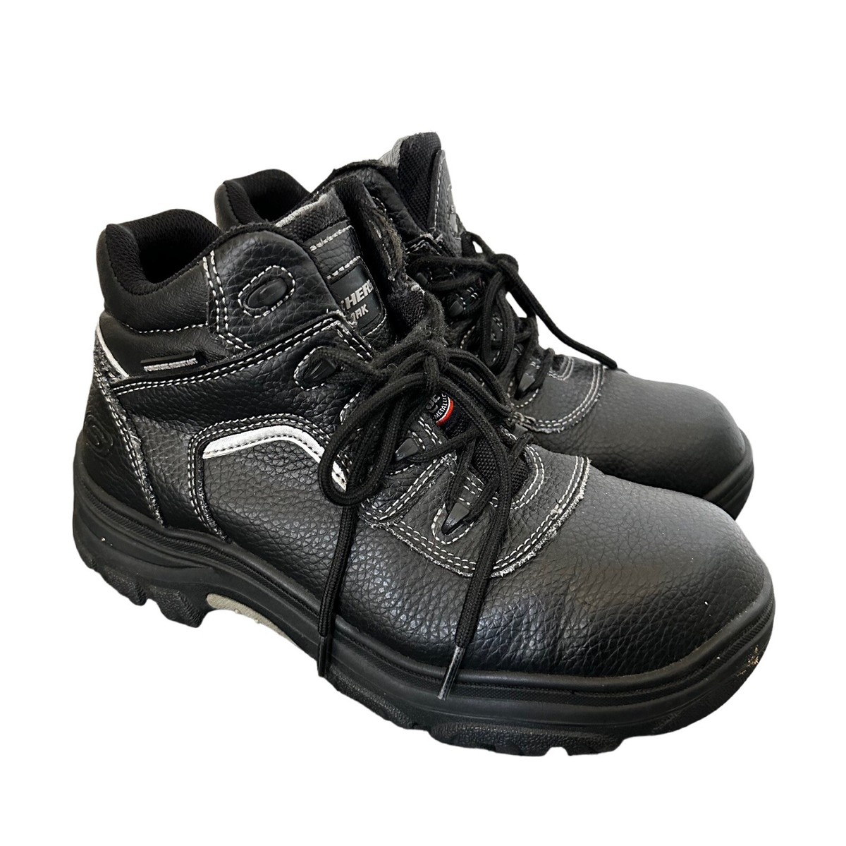 Skechers Burgin Sosder Black Comp Toe Work Boots Men Size 9 