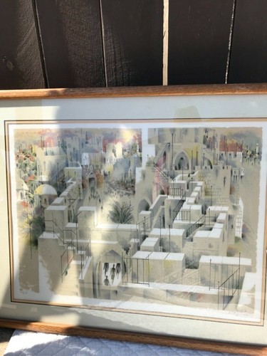 Shmuel Katz art signed numbered lithograph Jerusalem Judaica landscape modern - Picture 5 of 6