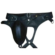 Authentic Real Black Leather Jockstrap with Codpiece Premium Fetish Underwear