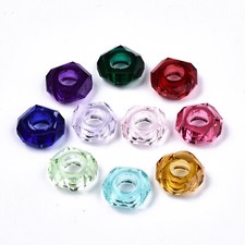 100x Resin European Faceted Beads Donut Large Hole Beads Loose Spacer Craft