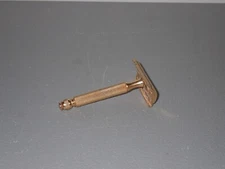 Gillette Tech Ball End Safety Razor, 1950s, Gold Tone