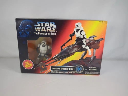 Star Wars The Power of the Force Imperial Speeder Bike W/Imperial Scout 1995 NOS