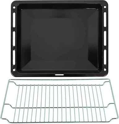 ICQN Backblech Gitter Set Emailiert Backofenblech Fettpfanne Herdbackblech 460x370x30