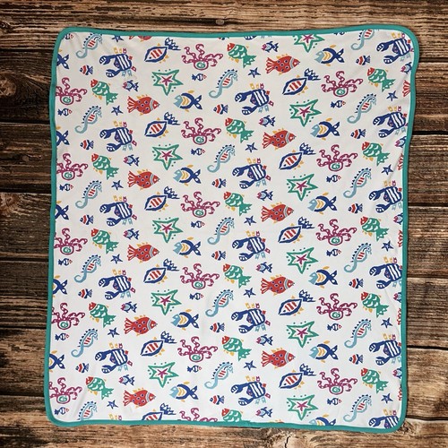 Vintage Gymboree Baby Blanket Reversible Bright Colors Ocean Fish 90's Under Sea - Picture 5 of 11