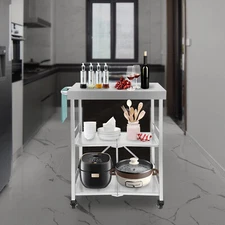 3Tier Stainless Steel Utility Cart Rolling Kitchen Storage Trolley Folding Shelf