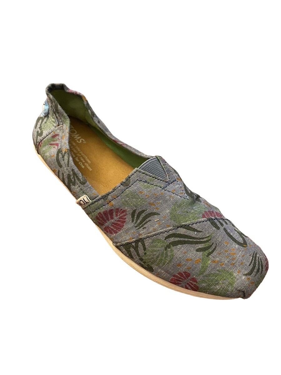 womens TOMS Canvas Shoes~Sz Colored Preowned~Tropical