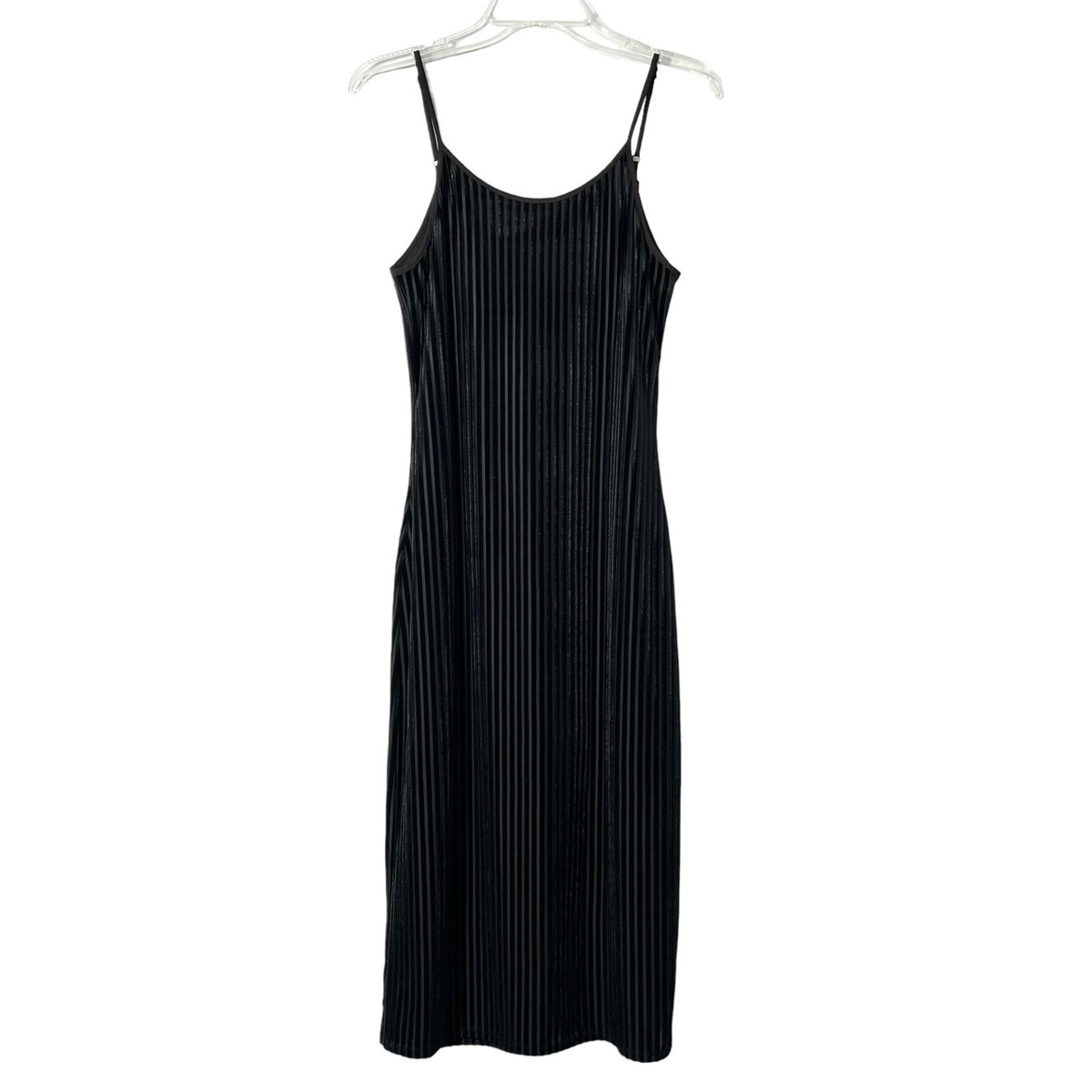 band of gypsies black dress Band of Gypsies Dix Striped Velvet Tie Back Black Shift Midi Cocktail Dress  XS