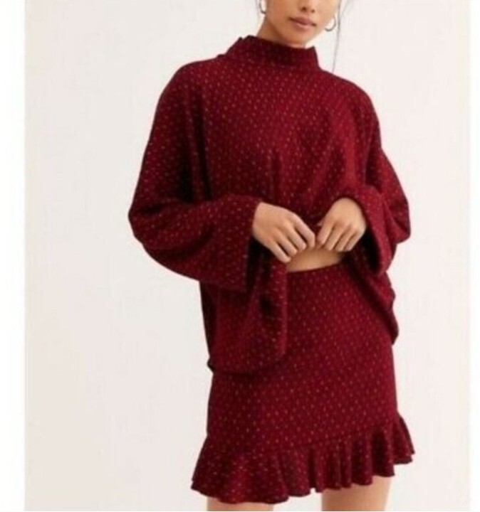 Free People 2pc Sweater Skirt Set Womens Large Set the Mood Knit
