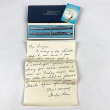 Cross Chrome Ballpoint Pen  Pencil Set 3501 In Original Box Personalized VTG