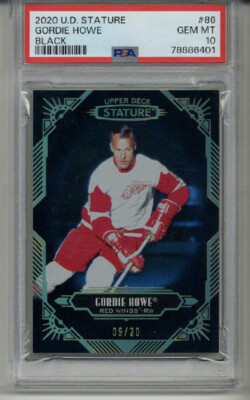2020 UPPER DECK STATURE BLACK #86 GORDIE HOWE RED WINGS /20 PSA 10 LOW POP RARE
