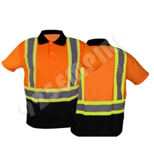 Work Hi Vis T-Shirt Polo Orange High Visibility Reflective Tape Safety Class 2
