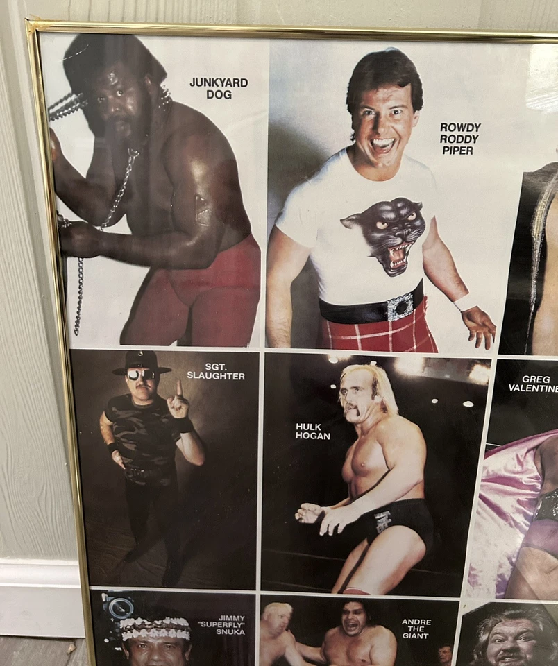 "Póster de lucha libre WWF de colección de los años 80 16x20"" - enmarcado - Hulk Hogan Andre jeque gigante" Foto 4 de 4